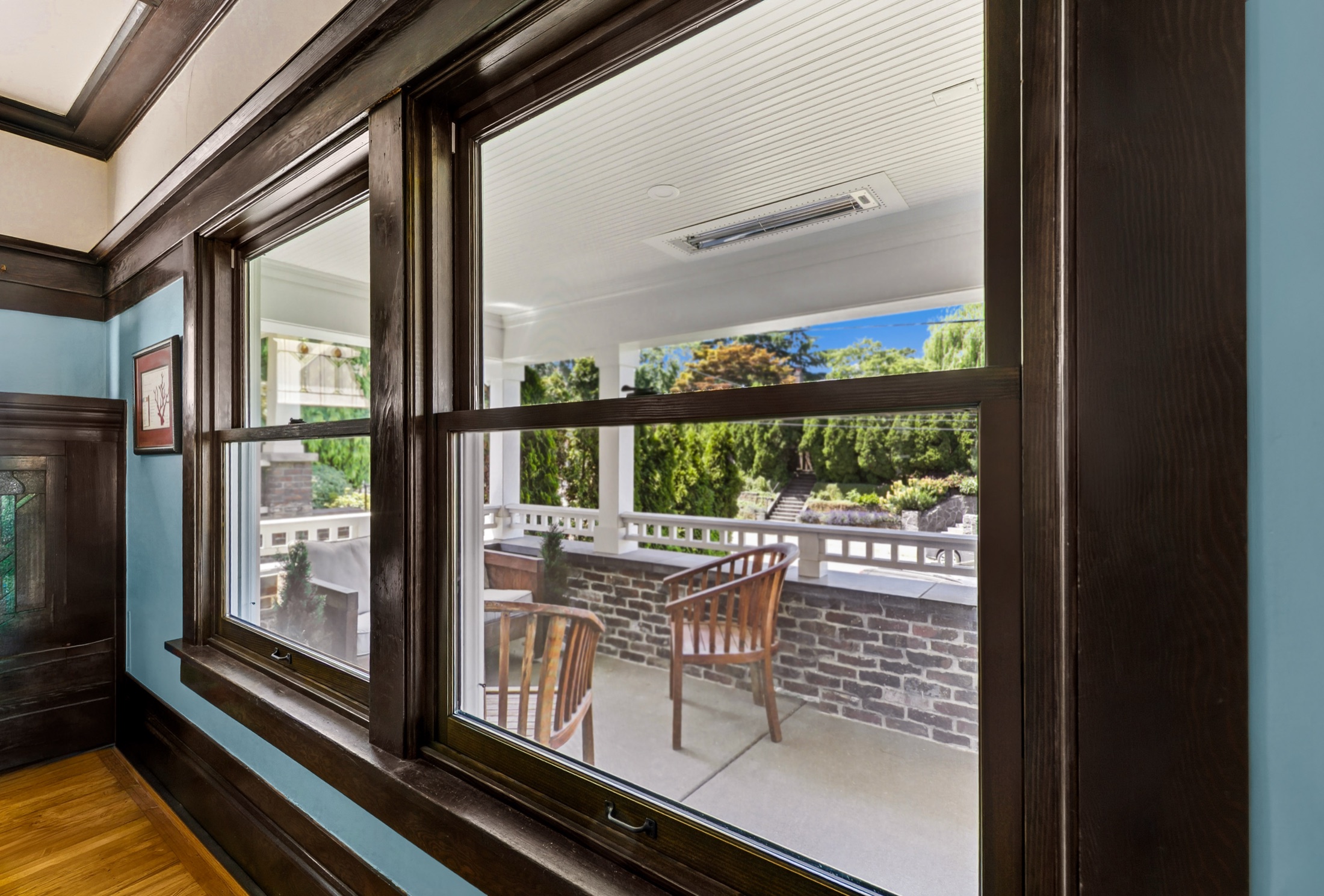 Restored window and woodwork looking toward the porch