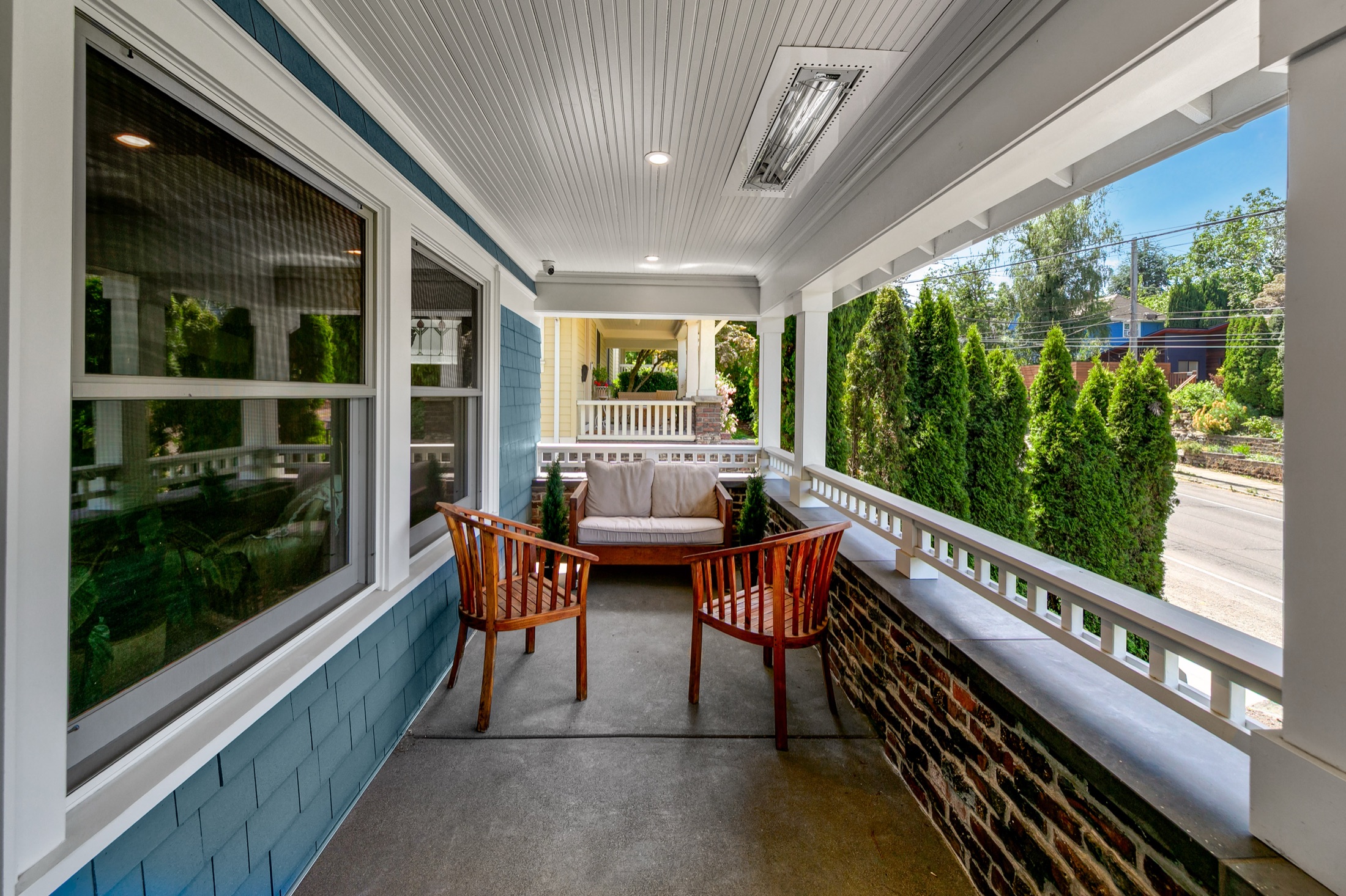 Covered front porch looking toward the neighborhood